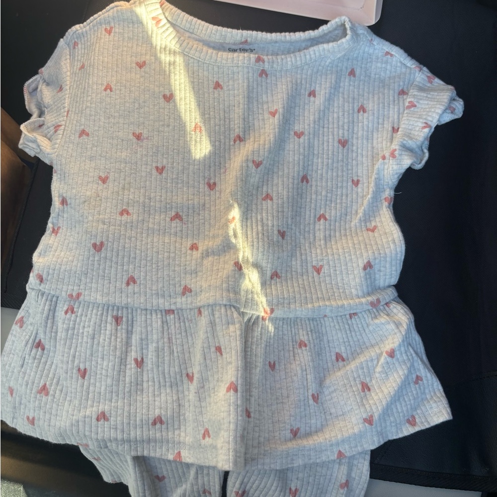 Carter's Light Gray and Pink Heart Baby Top